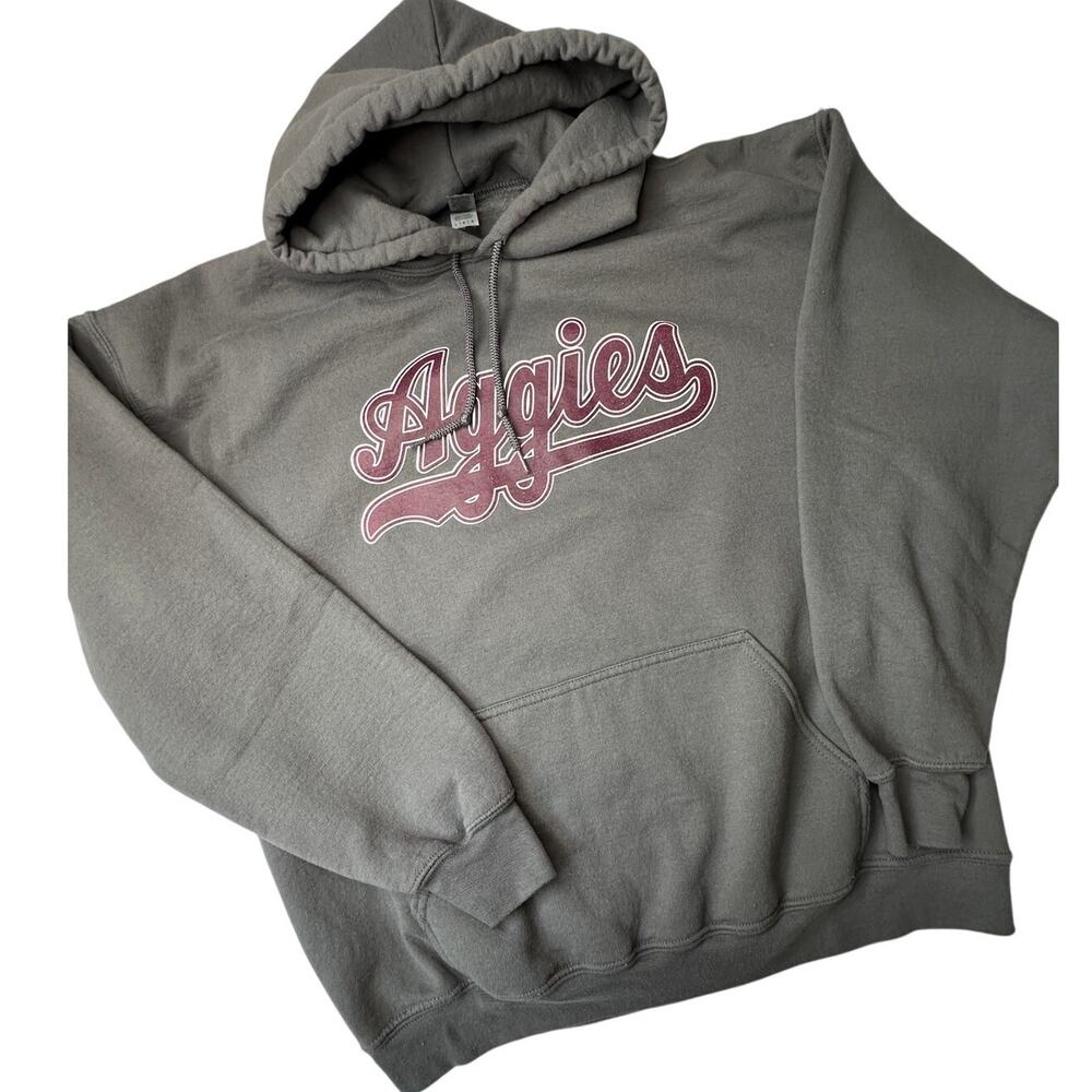 Aggies Graphic Pullover Hoodie Cotton Blend Gray Large
